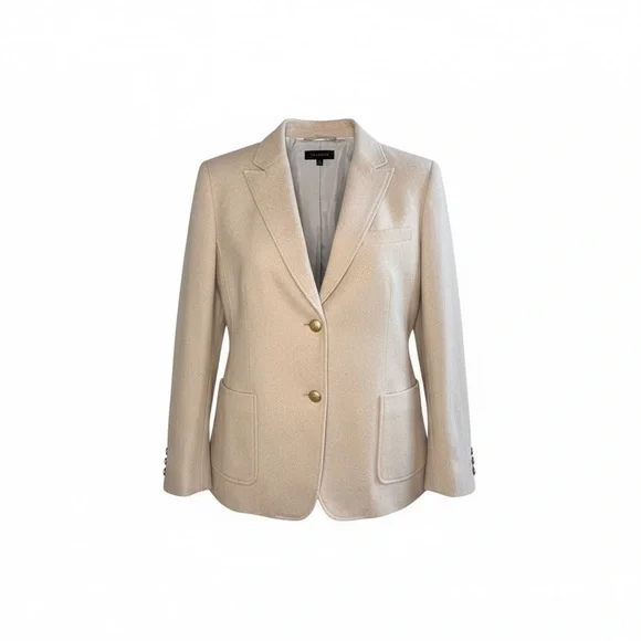 TALBOTS Classic Shetland Blazer - Bicolor Herringbone Oatmeal Women’s 18 - Picture 3 of 14